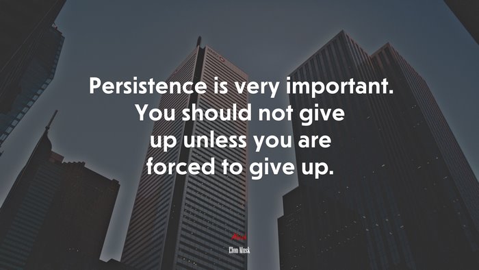 Persistence is very important. You should not give up unless you are forced to give up. | Elon Musk quote