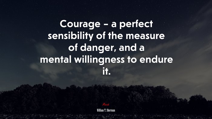 Courage – a perfect sensibility of the measure of danger, and a mental willingness to endure it. | William T. Sherman quote