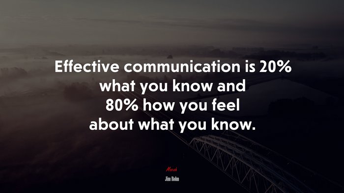 Effective communication is 20% what you know and 80% how you feel about what you know. | Jim Rohn quote