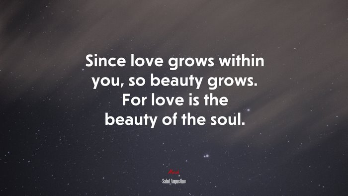 Since love grows within you, so beauty grows. For love is the beauty of the soul. | Saint Augustine quote