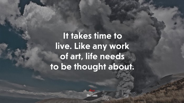 It takes time to live. Like any work of art, life needs to be thought about. | Albert Camus quote