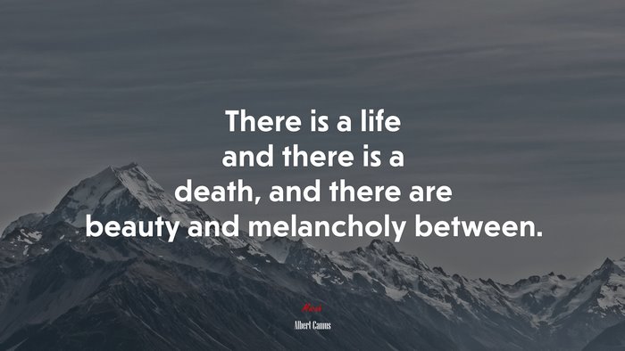 There is a life and there is a death, and there are beauty and melancholy between. | Albert Camus quote