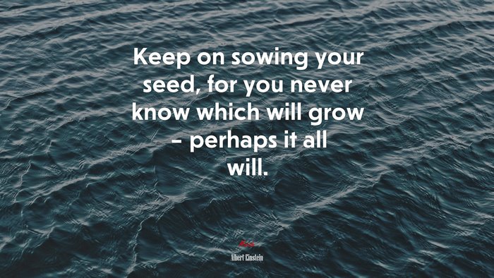 Keep on sowing your seed, for you never know which will grow – perhaps it all will. | Albert Einstein quote