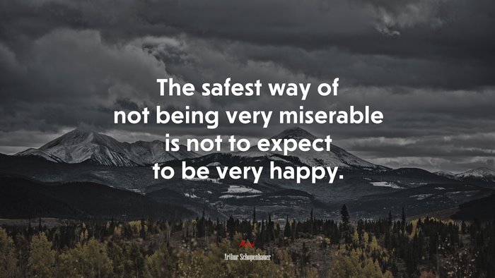 The safest way of not being very miserable is not to expect to be very happy. | Arthur Schopenhauer quote
