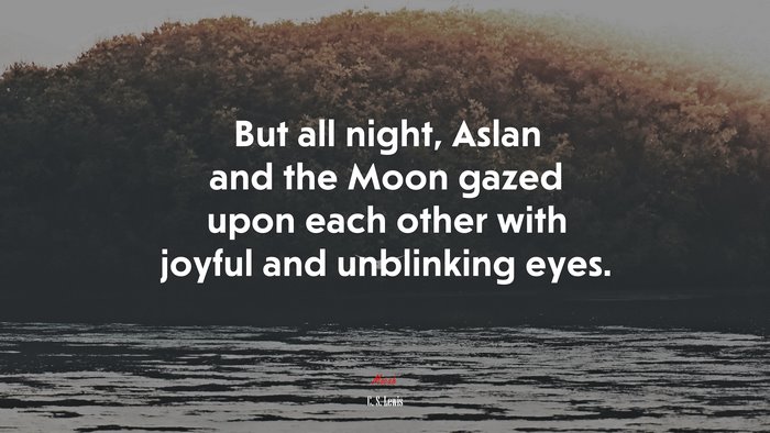 But all night, Aslan and the Moon gazed upon each other with joyful and unblinking eyes. | C. S. Lewis quote