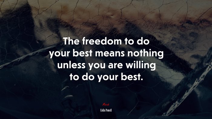 The freedom to do your best means nothing unless you are willing to do your best. | Colin Powell quote