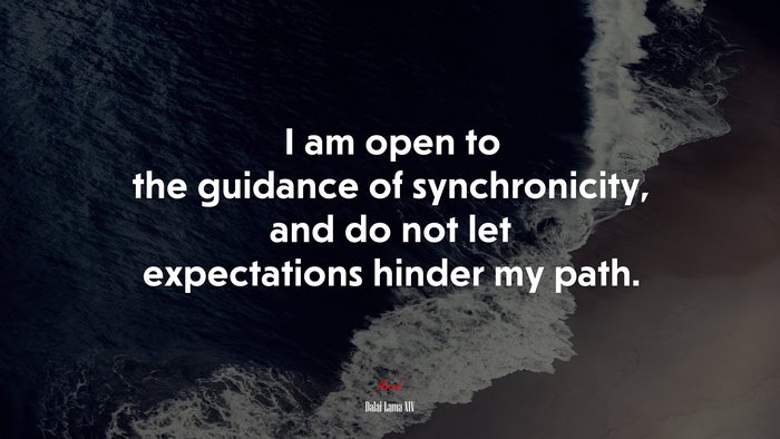 I am open to the guidance of synchronicity, and do not let expectations hinder my path. | Dalai Lama XIV quote
