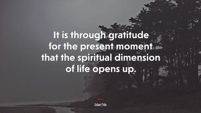 It is through gratitude for the present moment that the spiritual dimension of life opens up. | Eckhart Tolle quote