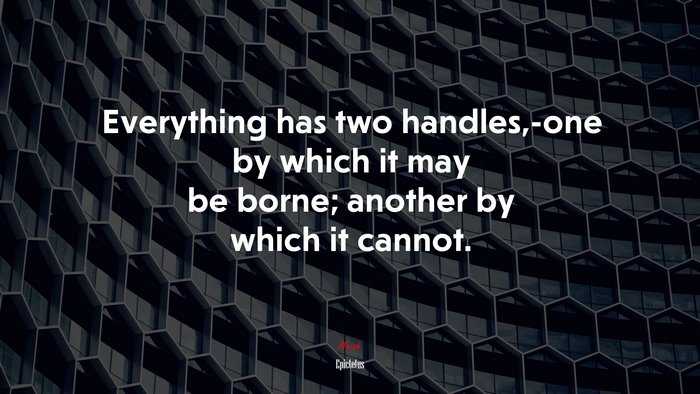 Everything has two handles,-one by which it may be borne; another by which it cannot. | Epictetus quote