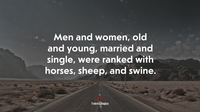 Men and women, old and young, married and single, were ranked with horses, sheep, and swine. | Frederick Douglass quote
