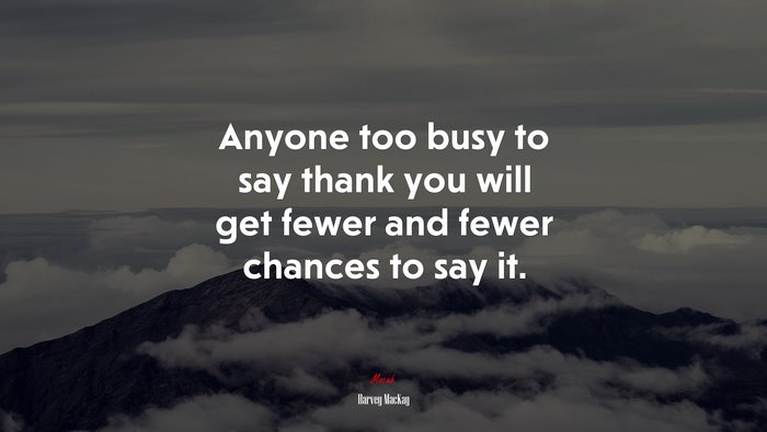 Anyone too busy to say thank you will get fewer and fewer chances to say it. | Harvey MacKay quote