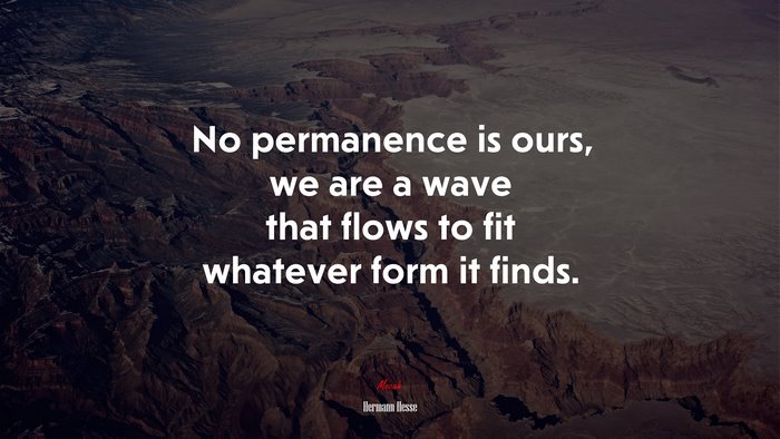 No permanence is ours, we are a wave that flows to fit whatever form it finds. | Hermann Hesse quote