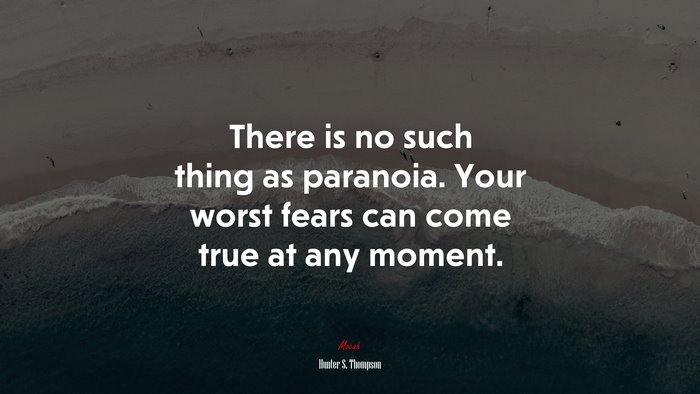 There is no such thing as paranoia. Your worst fears can come true at any moment. | Hunter S. Thompson quote