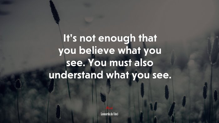 It’s not enough that you believe what you see. You must also understand what you see. | Leonardo da Vinci quote