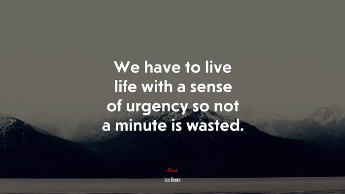 We have to live life with a sense of urgency so not a minute is wasted. | Les Brown quote