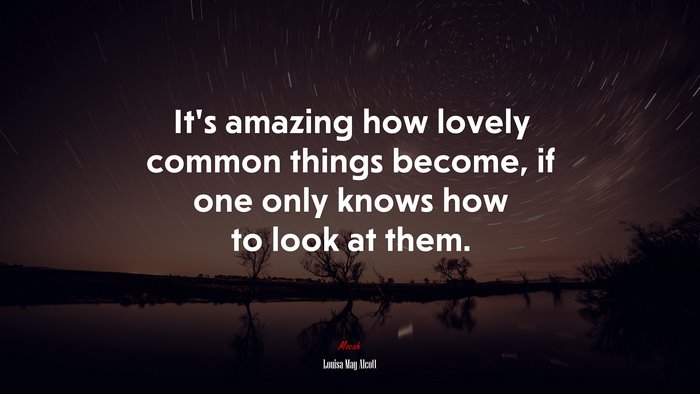 It’s amazing how lovely common things become, if one only knows how to look at them. | Louisa May Alcott quote