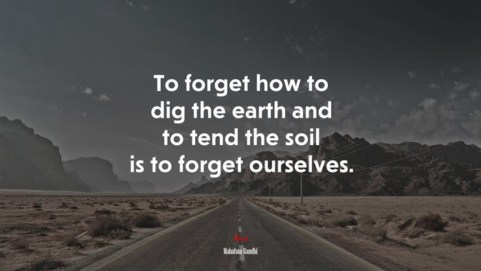 To forget how to dig the earth and to tend the soil is to forget ourselves. | Mahatma Gandhi quote