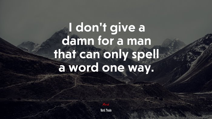 I don’t give a damn for a man that can only spell a word one way. | Mark Twain quote