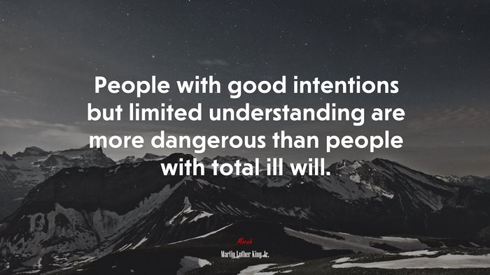 People with good intentions but limited understanding are more dangerous than people with total ill will. | Martin Luther King Jr. quote
