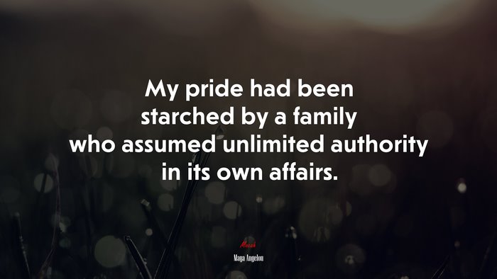 My pride had been starched by a family who assumed unlimited authority in its own affairs. | Maya Angelou quote