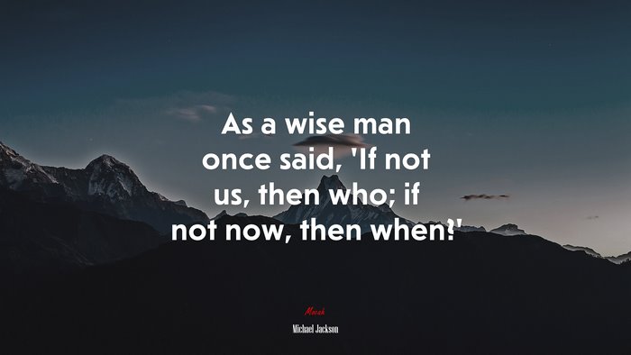 As a wise man once said, ‘If not us, then who; if not now, then when?’ | Michael Jackson quote