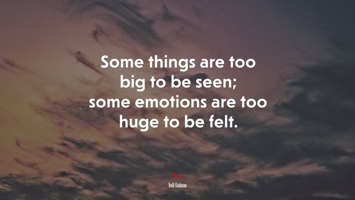 Some things are too big to be seen; some emotions are too huge to be felt. | Neil Gaiman quote