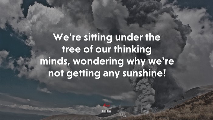 We’re sitting under the tree of our thinking minds, wondering why we’re not getting any sunshine! | Ram Dass quote