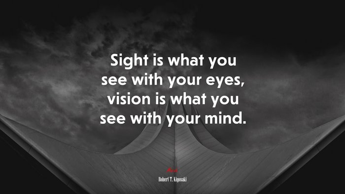 Sight is what you see with your eyes, vision is what you see with your mind. | Robert T. Kiyosaki quote