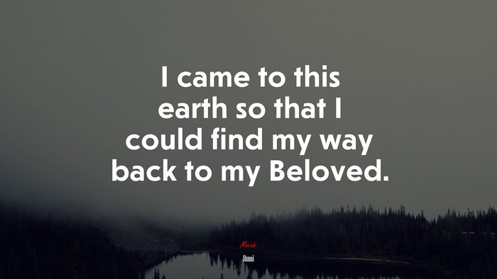 I came to this earth so that I could find my way back to my Beloved. | Rumi quote