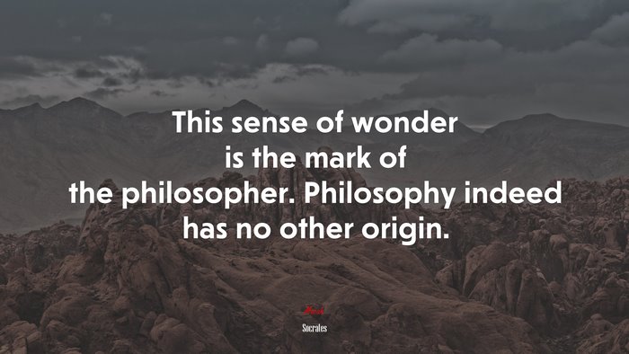 This sense of wonder is the mark of the philosopher. Philosophy indeed has no other origin. | Socrates quote