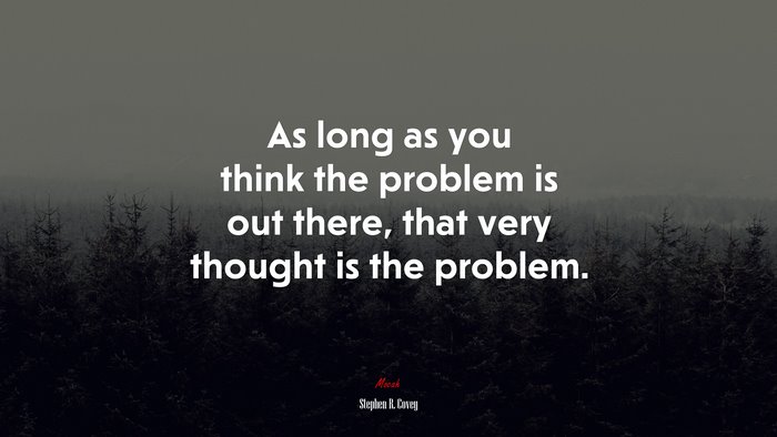 As long as you think the problem is out there, that very thought is the problem. | Stephen R. Covey quote