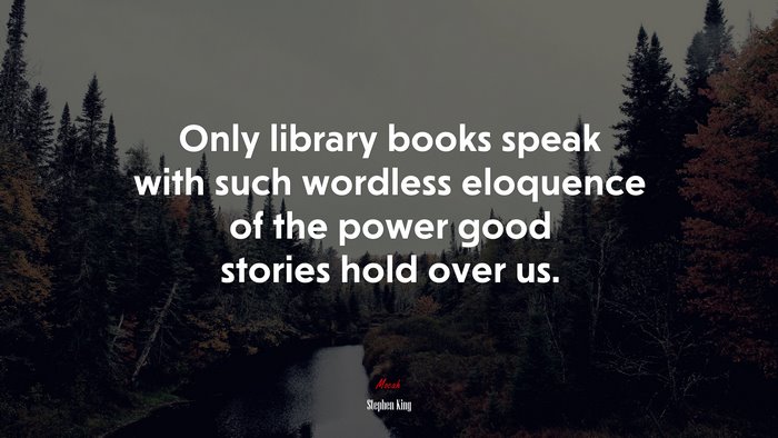 Only library books speak with such wordless eloquence of the power good stories hold over us. | Stephen King quote