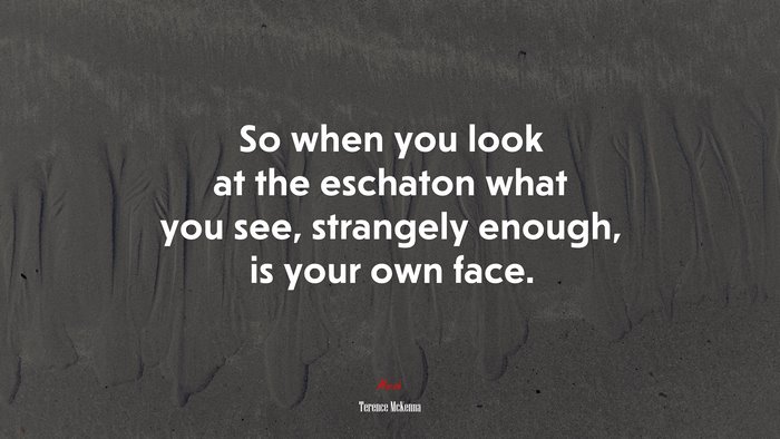 So when you look at the eschaton what you see, strangely enough, is your own face. | Terence McKenna quote