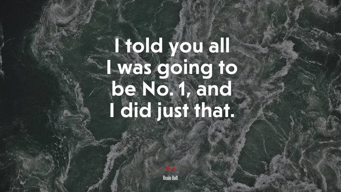 I told you all I was going to be No. 1, and I did just that. | Usain Bolt quote