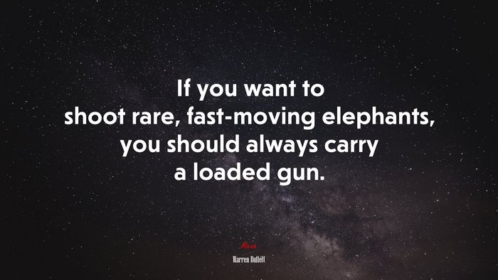 If you want to shoot rare, fast-moving elephants, you should always carry a loaded gun. | Warren Buffett quote