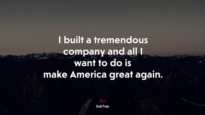 I built a tremendous company and all I want to do is make America great again. | Donald Trump quote