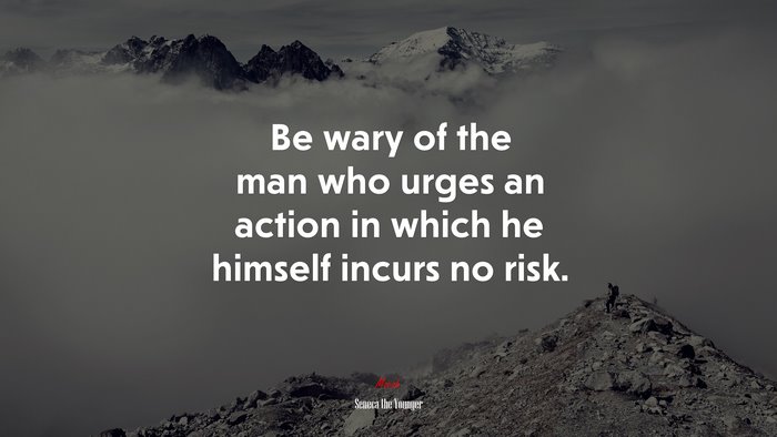 Be wary of the man who urges an action in which he himself incurs no risk. | Seneca the Younger quote