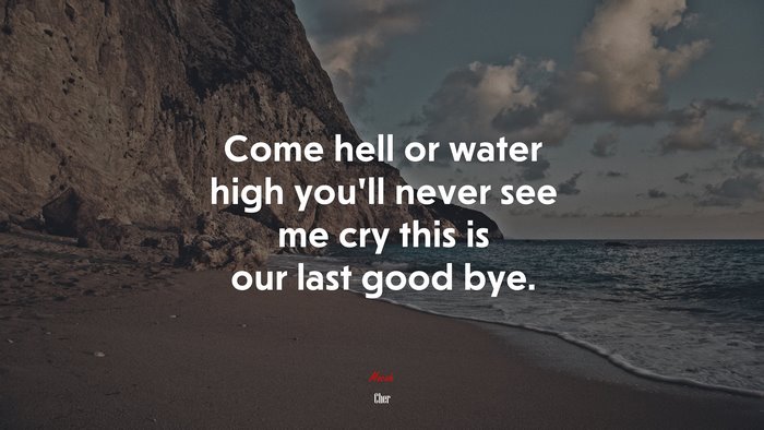 Come hell or water high you’ll never see me cry this is our last good bye. | Cher quote