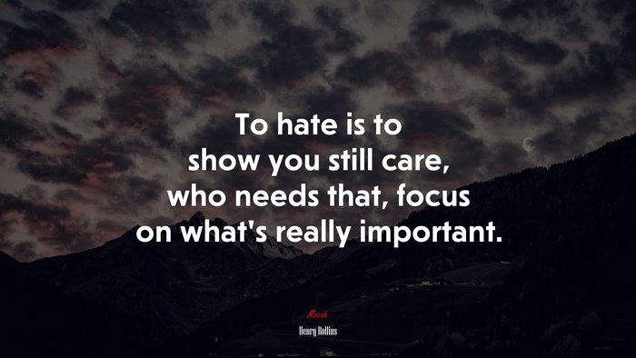 To hate is to show you still care, who needs that, focus on what’s really important. | Henry Rollins quote