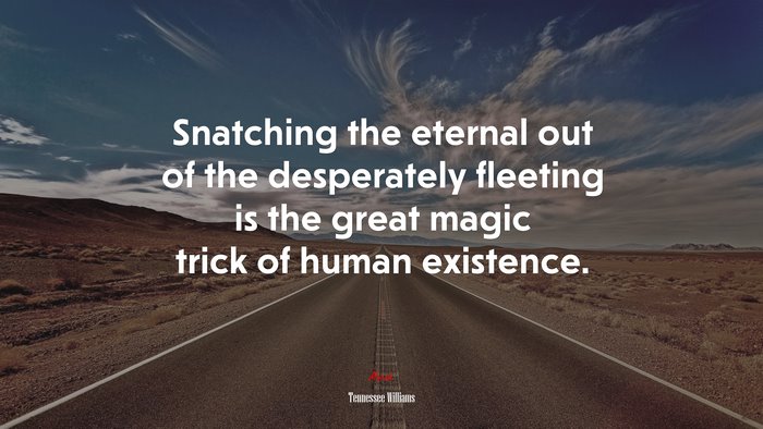 Snatching the eternal out of the desperately fleeting is the great magic trick of human existence. | Tennessee Williams quote