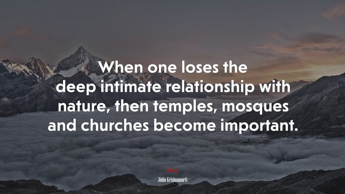 When one loses the deep intimate relationship with nature, then temples, mosques and churches become important. | Jiddu Krishnamurti quote