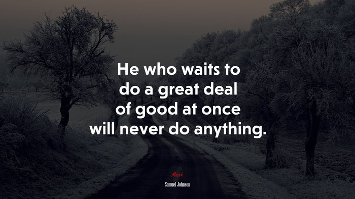 He who waits to do a great deal of good at once will never do anything. | Samuel Johnson quote