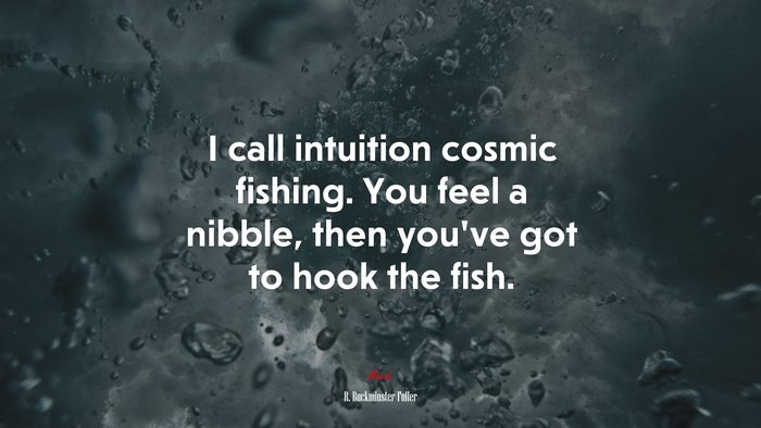 I call intuition cosmic fishing. You feel a nibble, then you’ve got to hook the fish. | R. Buckminster Fuller quote