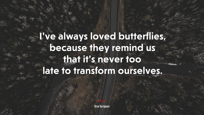 I’ve always loved butterflies, because they remind us that it’s never too late to transform ourselves. | Drew Barrymore quote