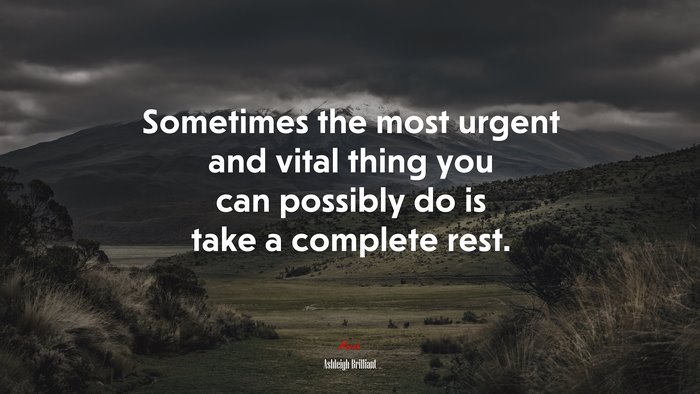 Sometimes the most urgent and vital thing you can possibly do is take a complete rest. | Ashleigh Brilliant quote