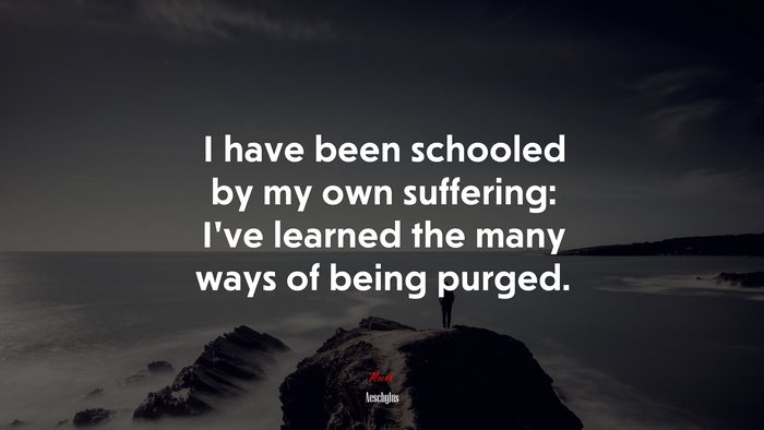 I have been schooled by my own suffering: I’ve learned the many ways of being purged. | Aeschylus quote