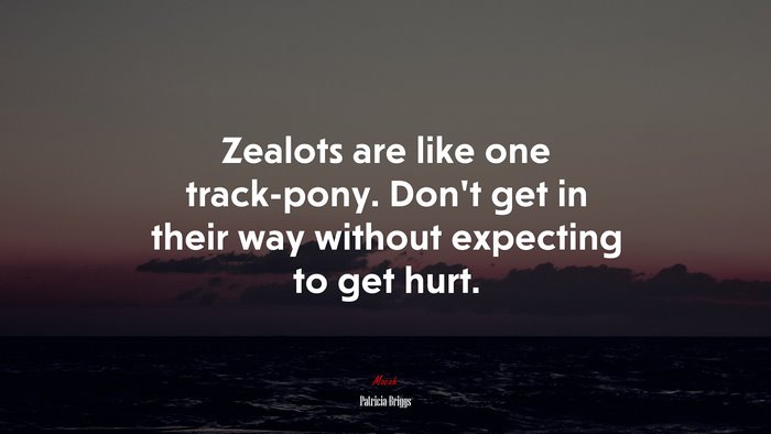 Zealots are like one track-pony. Don’t get in their way without expecting to get hurt. | Patricia Briggs quote