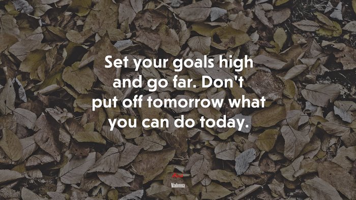 Set your goals high and go far. Don’t put off tomorrow what you can do today. | Madonna quote
