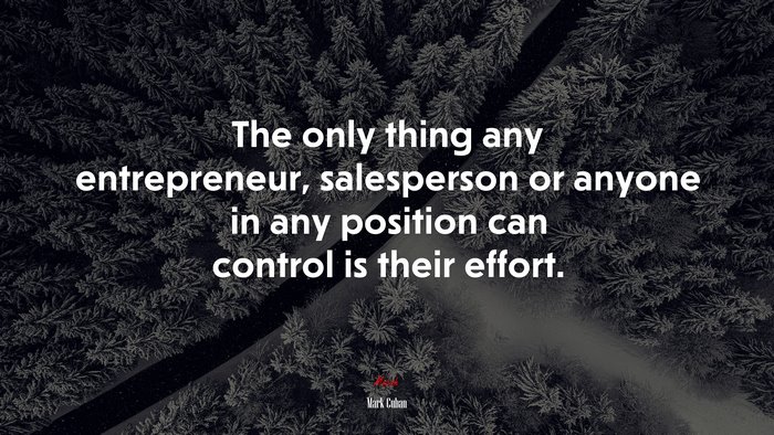 The only thing any entrepreneur, salesperson or anyone in any position can control is their effort. | Mark Cuban quote