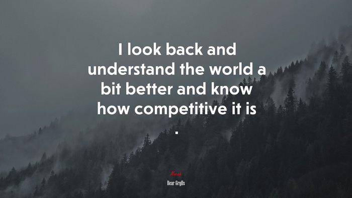 I look back and understand the world a bit better and know how competitive it is . | Bear Grylls quote